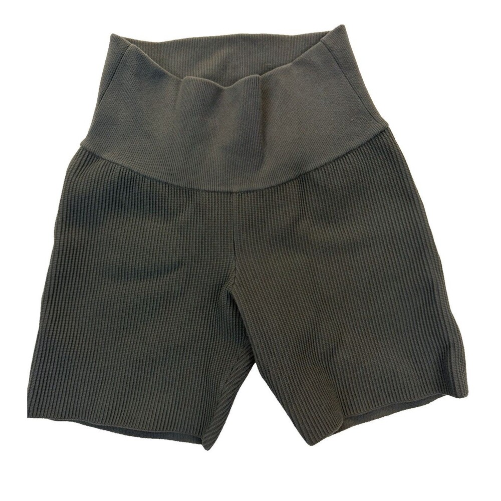 Chaser Womens Ribbed Shorts Large Green High Rise Lounge Stretch Casual